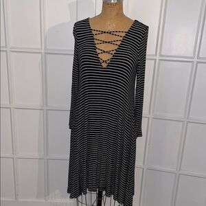 Black and White Striped American Eagle Knit Dress